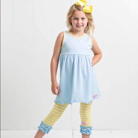 Ruffle Girl Other - Ruffle Girl Blue & Yellow Ruffle Legging Capri Set